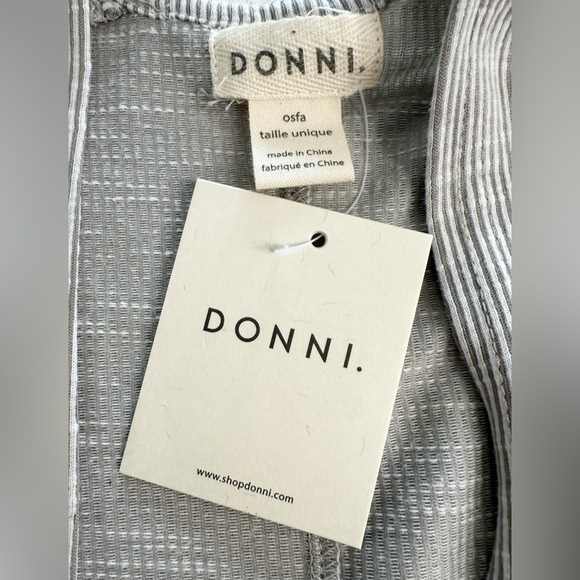 DONNI Women’s Sandwash Cardigan OSFA Open Front Gray Pockets Casual Layering - Picture 4 of 8